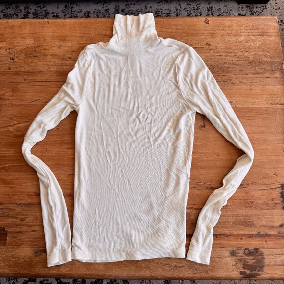 Marine Layer Lexi Rib Turtleneck (S / Antique White) - Picture 2 of 4